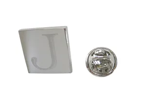 Letter J Etched Monogram Pendant Lapel Pin