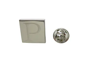 Letter P Etched Monogram Pendant Lapel Pin