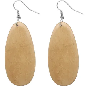 Light Brown Wooden Oval Earrings