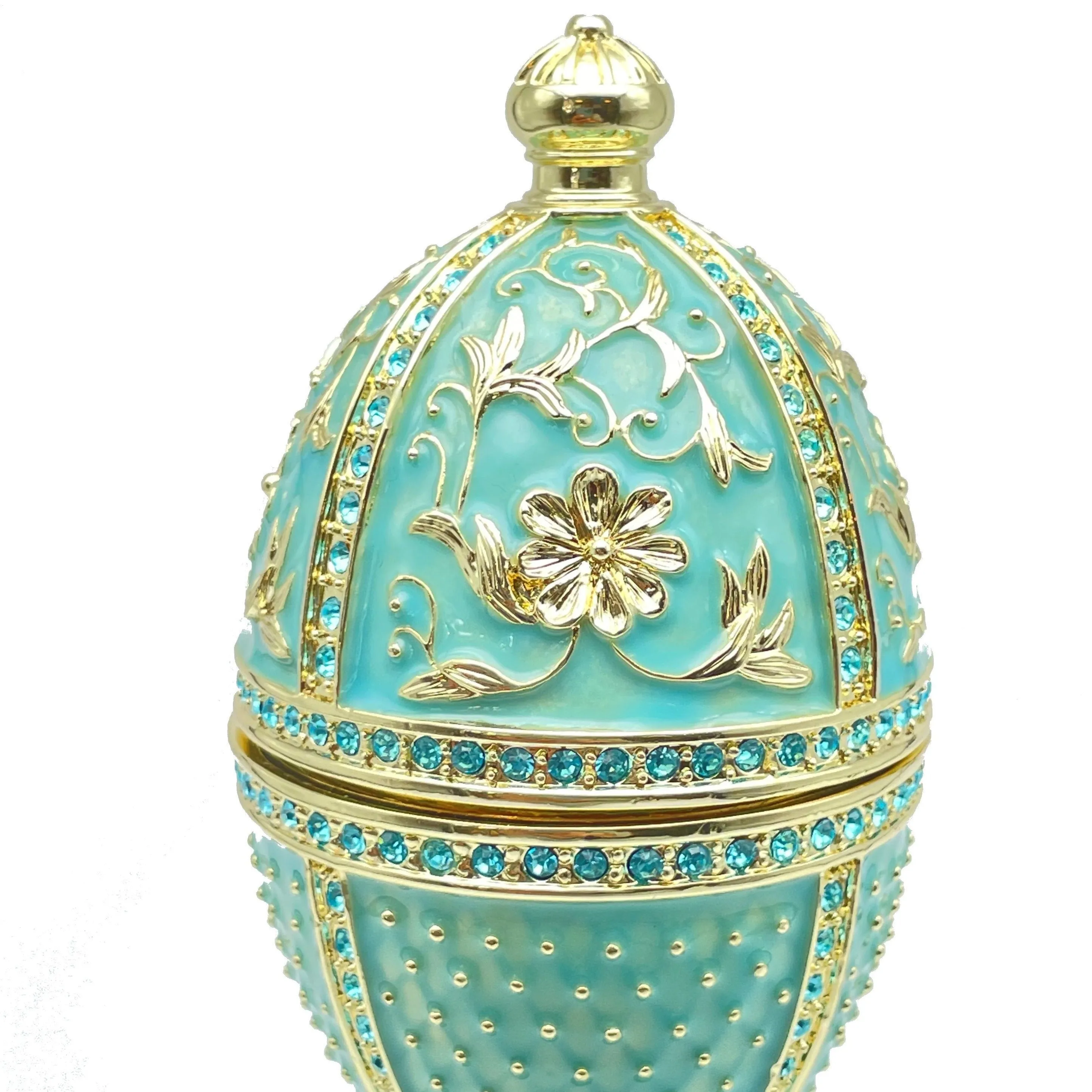 Limited edition Green turquoise Faberge Egg with doves trinket box