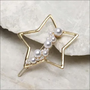 Livia Pearl-Studded Golden Star Hair Pin
