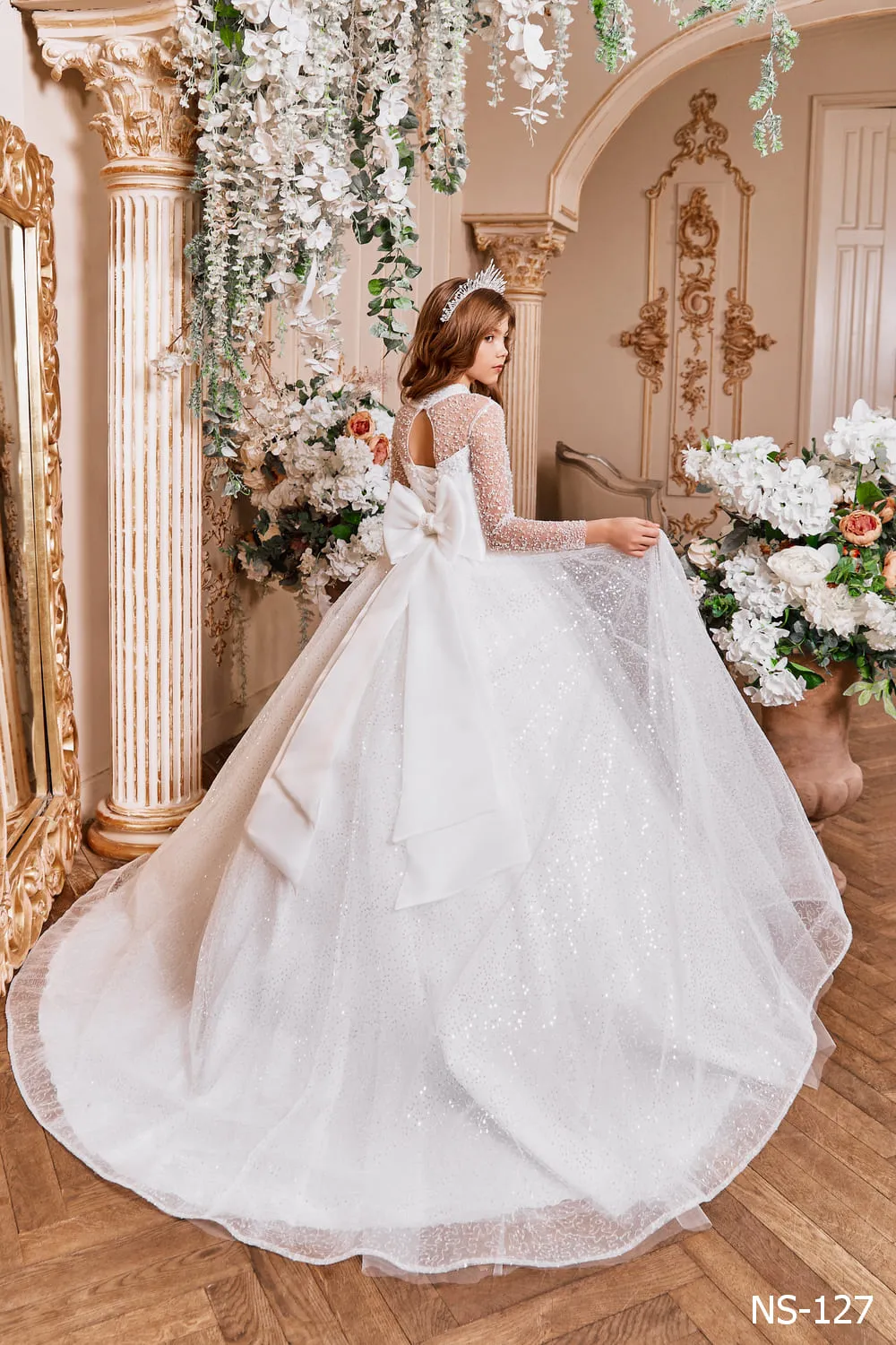 Long Glitter Dress with Long Sleeves