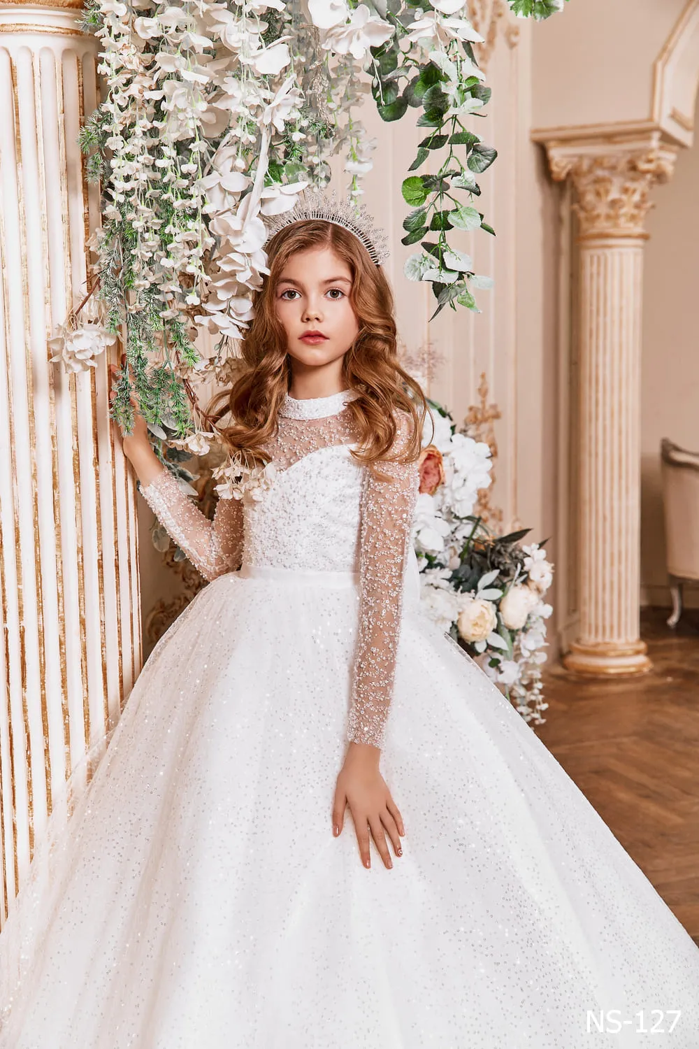 Long Glitter Dress with Long Sleeves