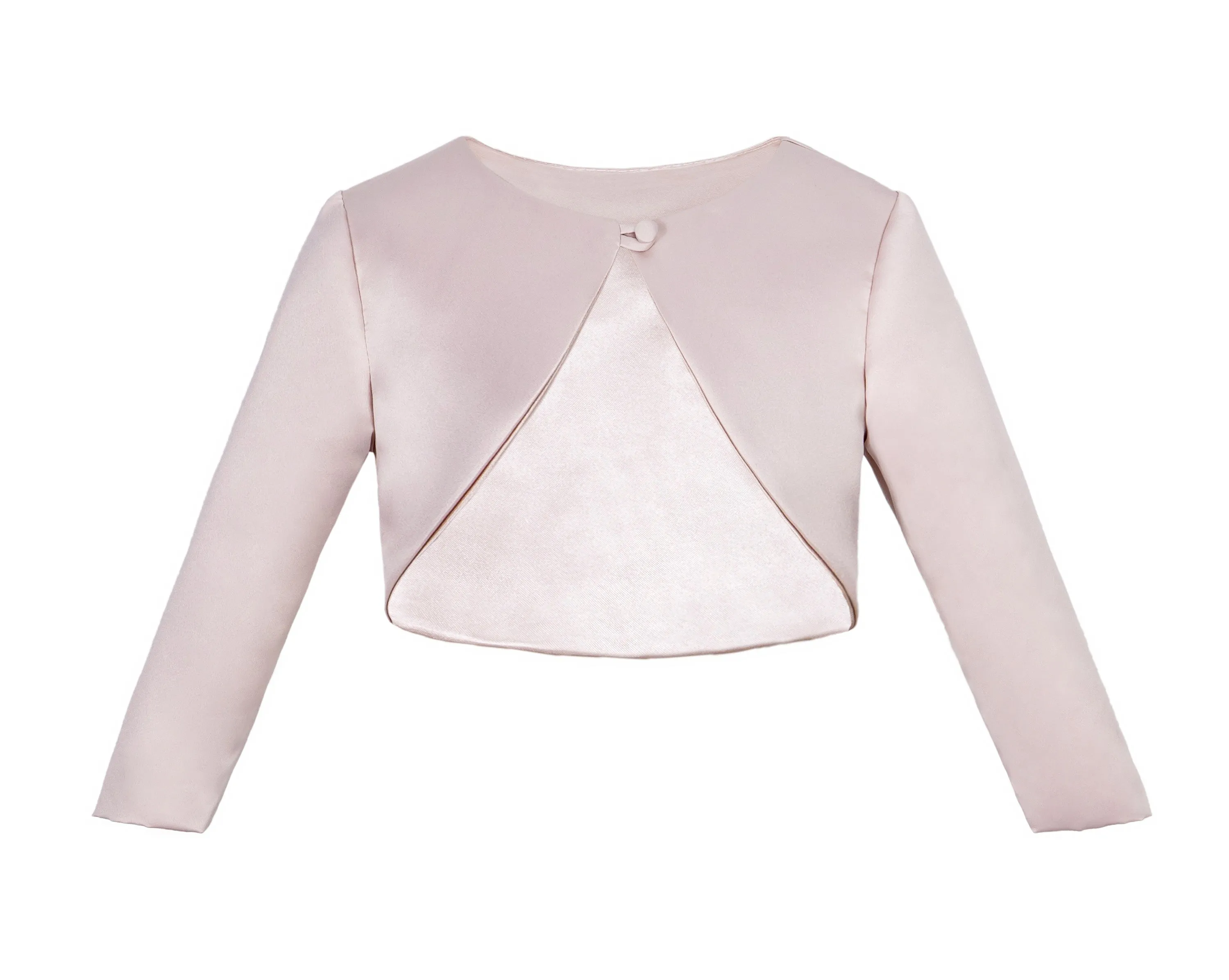 Long Sleeves Satin Bolero Jacket Flower Dress Cover Up Pageant Shrug Ceremony Wedding Reception