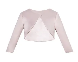 Long Sleeves Satin Bolero Jacket Flower Dress Cover Up Pageant Shrug Ceremony Wedding Reception