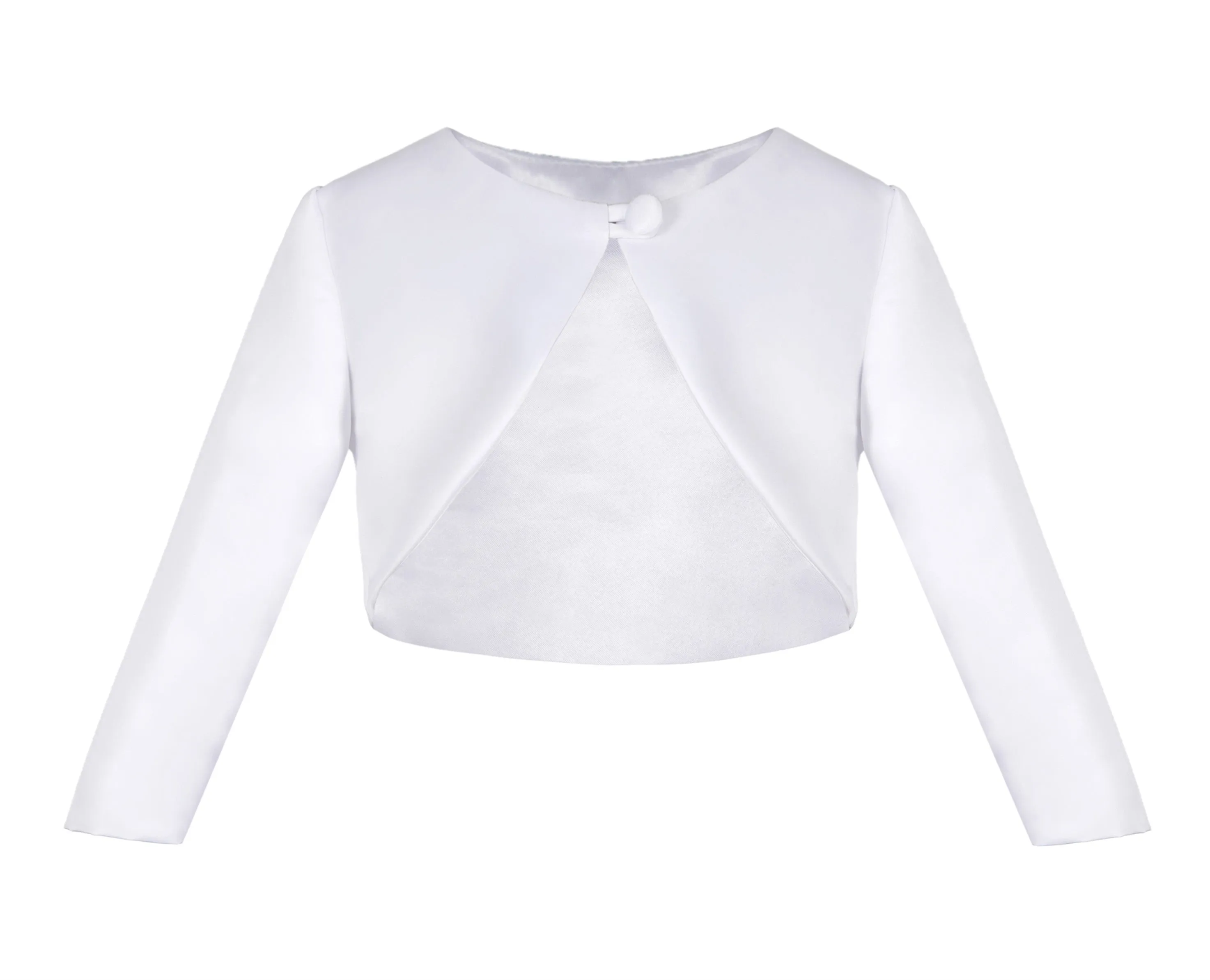 Long Sleeves Satin Bolero Jacket Flower Dress Cover Up Pageant Shrug Ceremony Wedding Reception