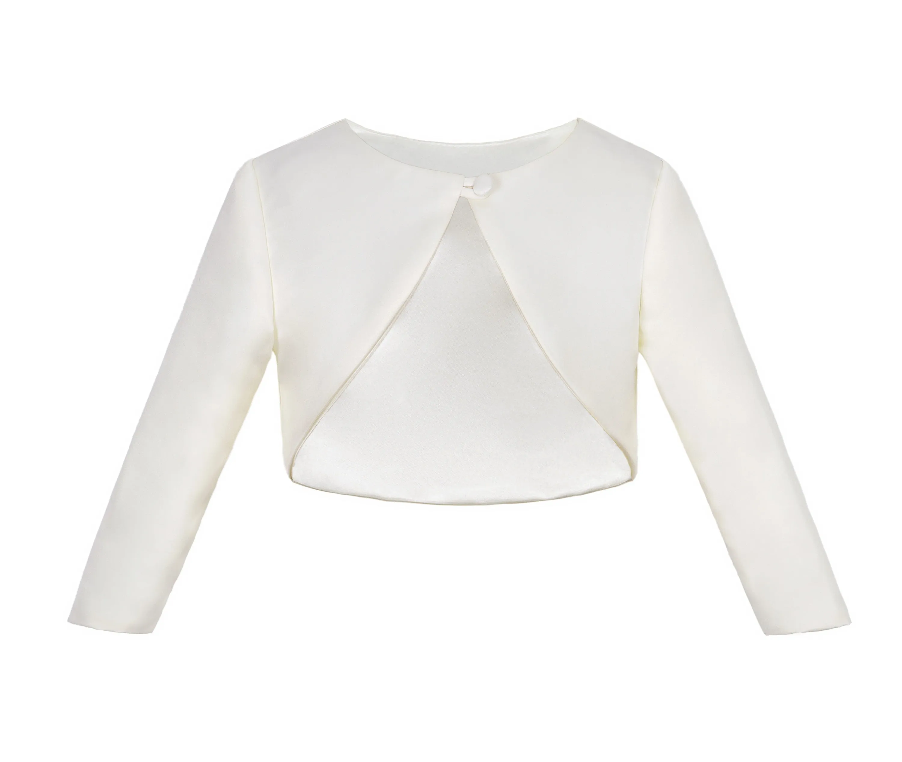 Long Sleeves Satin Bolero Jacket Flower Dress Cover Up Pageant Shrug Ceremony Wedding Reception