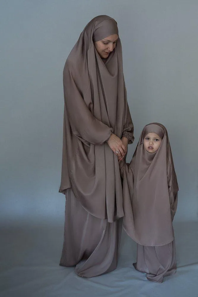 Magaan Adult prayer gown from "Mommy and me prayer khimar collection" in light khaki