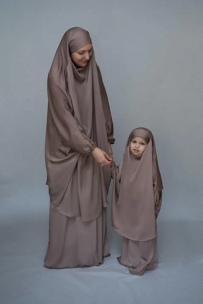 Magaan Adult prayer gown from "Mommy and me prayer khimar collection" in light khaki