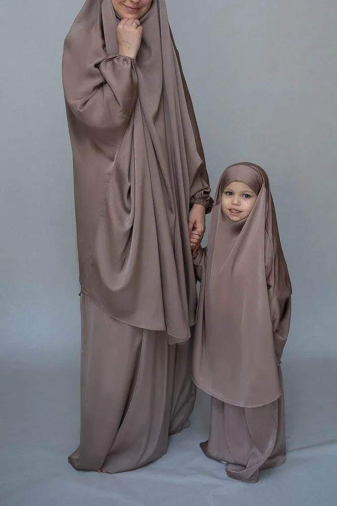 Magaan Adult prayer gown from "Mommy and me prayer khimar collection" in light khaki