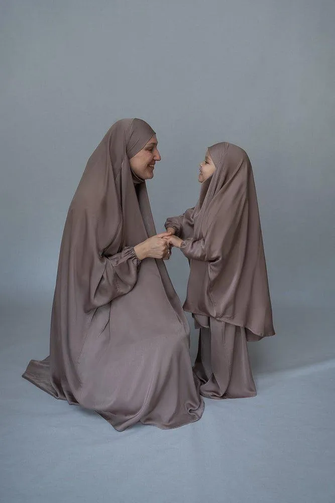 Magaan Adult prayer gown from "Mommy and me prayer khimar collection" in light khaki