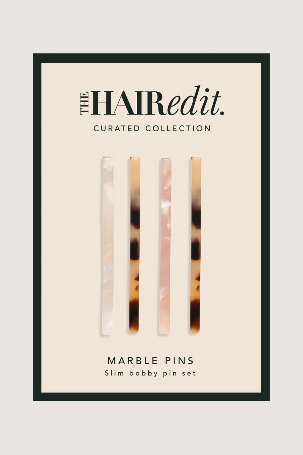 Marble Slim Bobby Pins Set - Multi-Color
