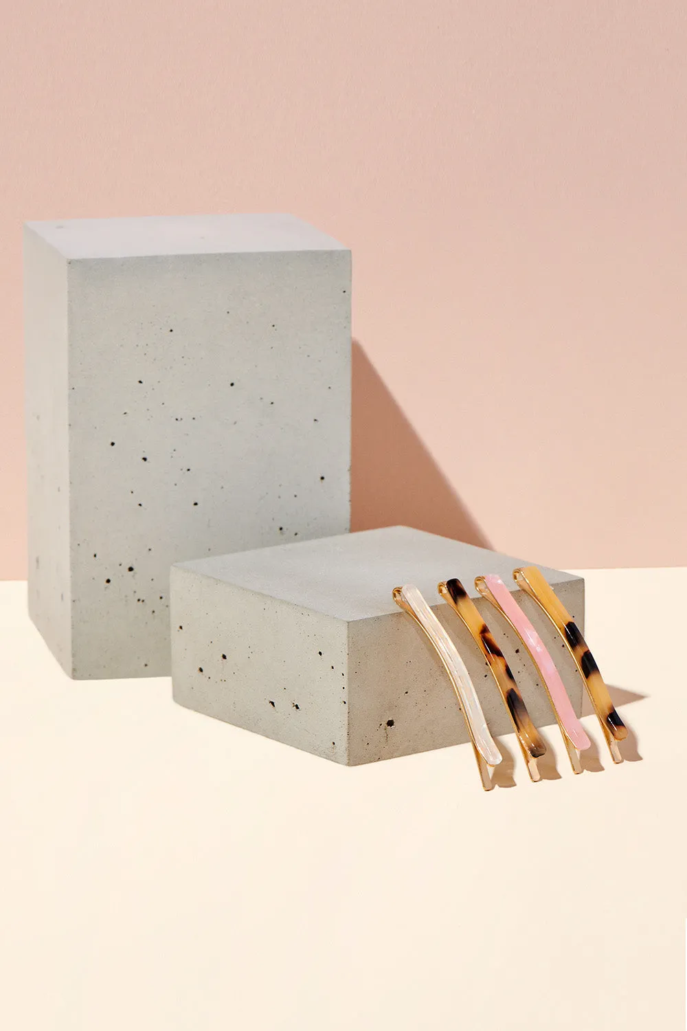 Marble Slim Bobby Pins Set - Multi-Color