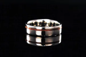 Men's Offset Hawaiian Koa 14K White Gold Ring
