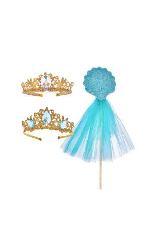 Mermaid Gift Set, Crowns   Wand , Gold & Blue