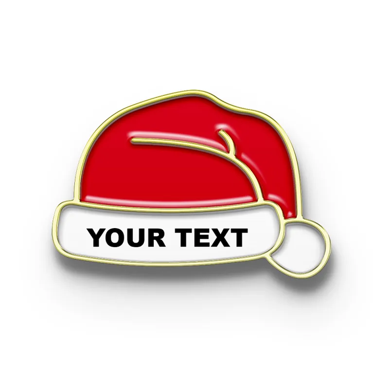 Merry Christmas Lapel Pin with Custom Text - Hat