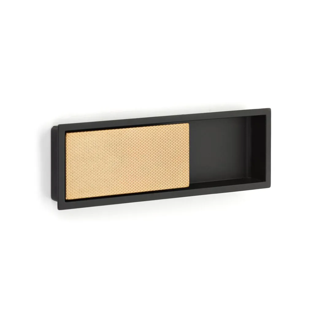 Modo Rectangular Mixed Cabinet Recessed Pull - Cabinet Mount - 7" Zinc/Matte Black/Satin Brass
