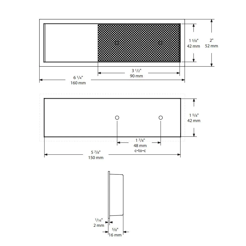 Modo Rectangular Mixed Cabinet Recessed Pull - Cabinet Mount - 7" Zinc/Matte Black/Satin Brass