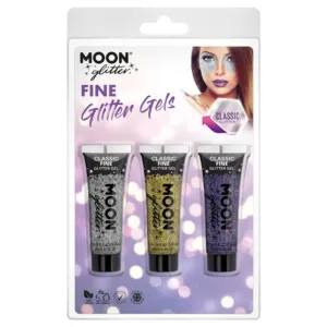 Moon Glitter Classic Fine Glitter Gel, Silver, Gold, Lavender