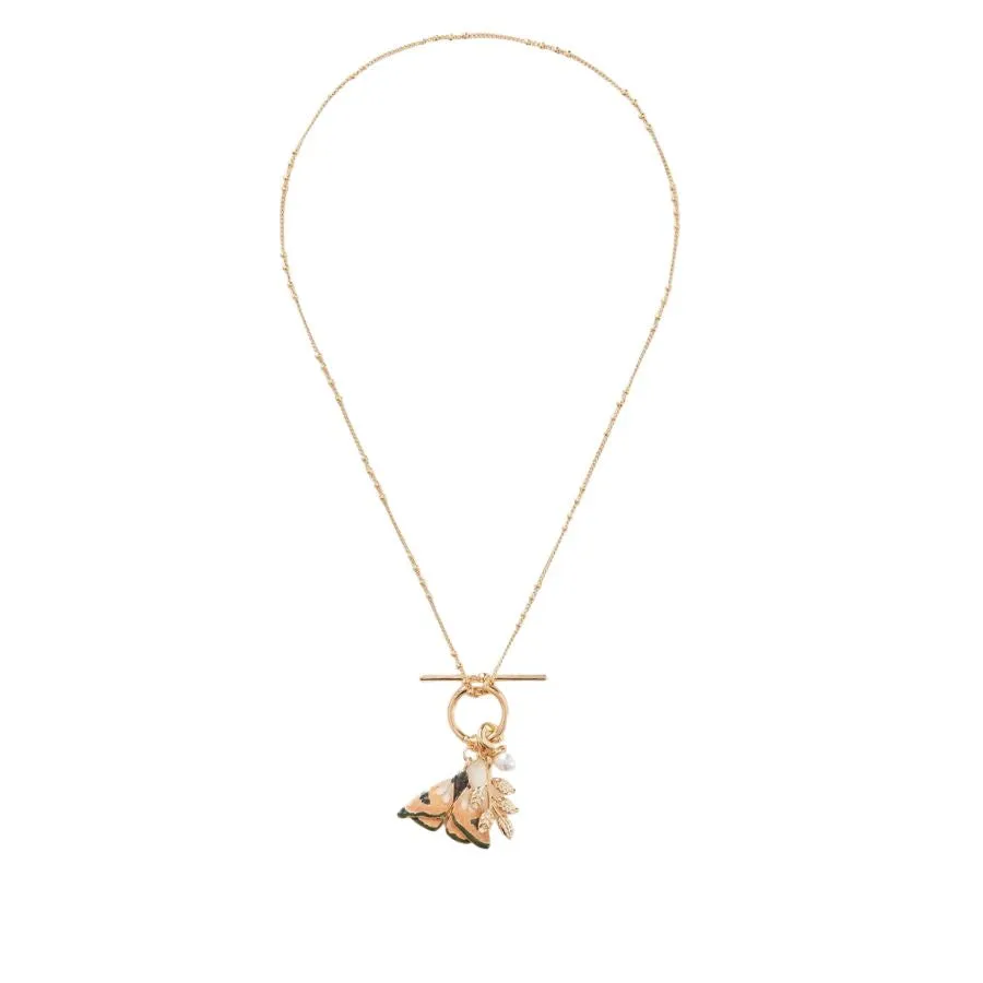 Moth & Leaf Charm Necklace