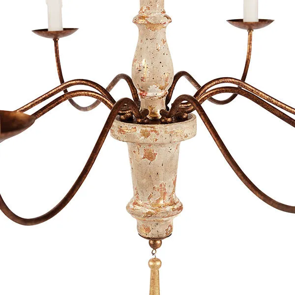 M'recia Italian Carved Eight-Arm Chandelier with Cream Finish