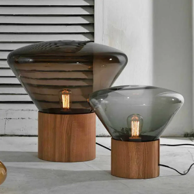 Muffins Wood Base Glass Table Lamp