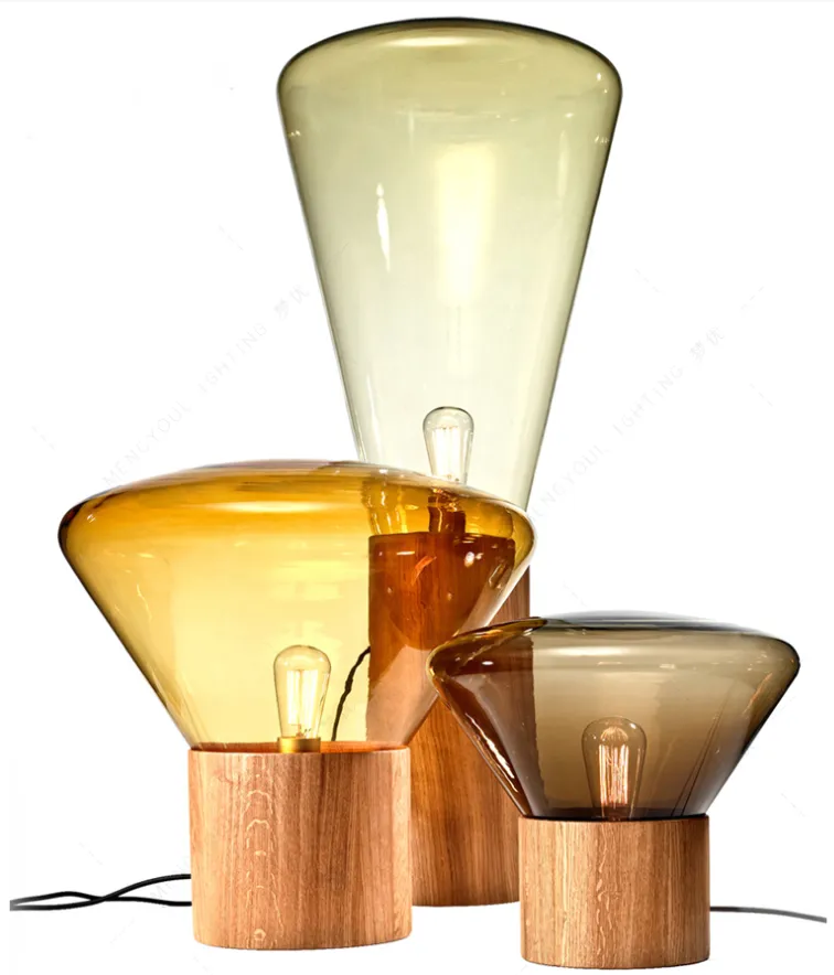 Muffins Wood Base Glass Table Lamp
