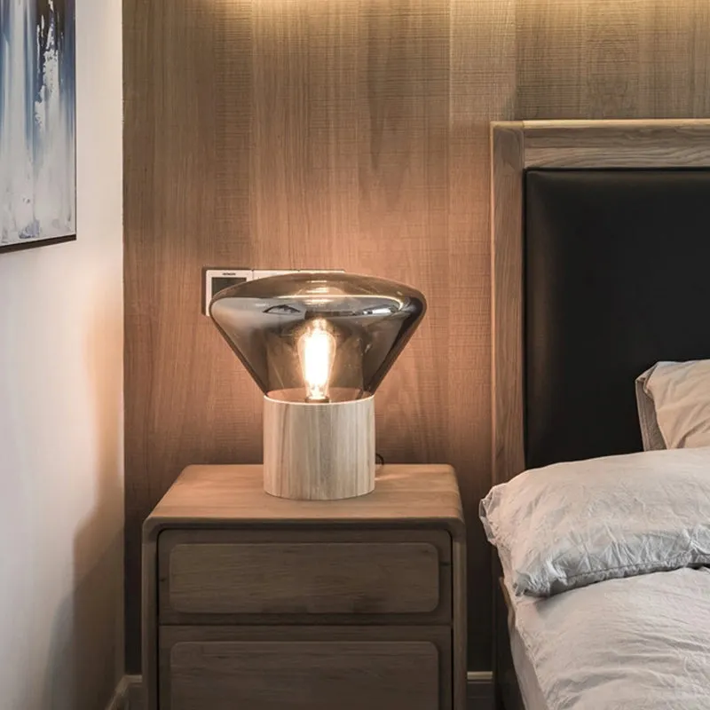 Muffins Wood Base Glass Table Lamp