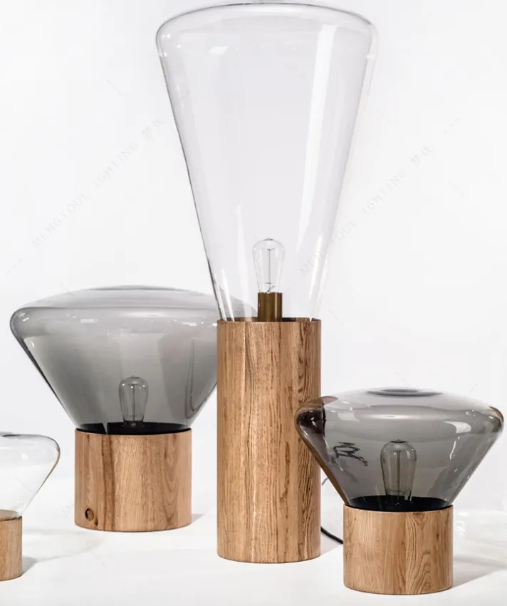 Muffins Wood Base Glass Table Lamp