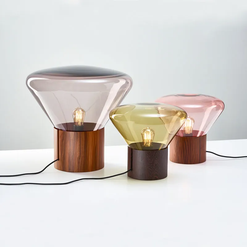 Muffins Wood Base Glass Table Lamp