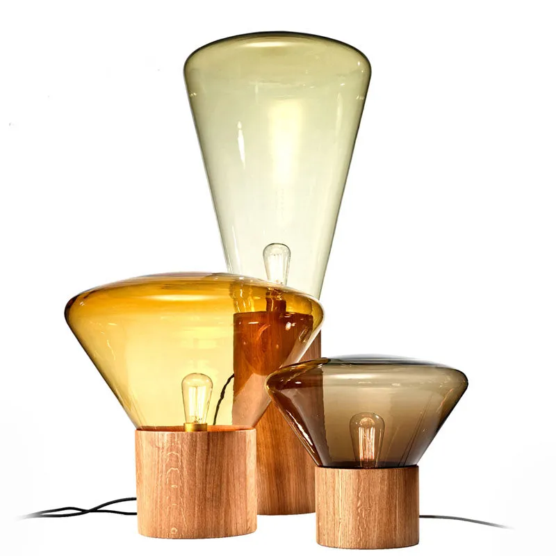 Muffins Wood Base Glass Table Lamp