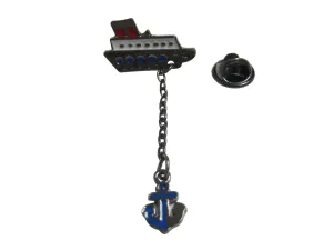 Nautical Ship Pendant with Chained Anchor Lapel Pin