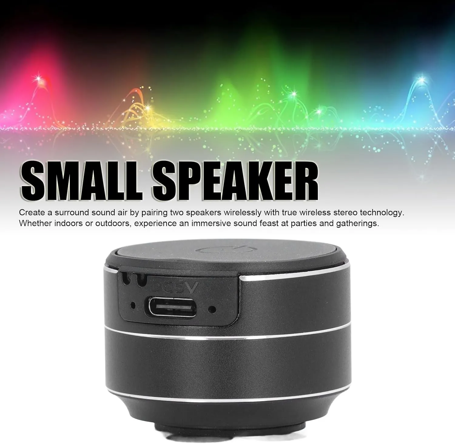 New Bone Conduction Speaker, Portable Cordless Stereo Sound Creative Speaker with Suction Cup, BT5.3, Mini Speaker for Shower, Room, Bike, Car (Black)