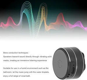 New Bone Conduction Speaker, Portable Cordless Stereo Sound Creative Speaker with Suction Cup, BT5.3, Mini Speaker for Shower, Room, Bike, Car (Black)