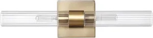 NEW Globe Electric 63000052 18" 2-Light Vanity Light, Matte Brass Finish, Ribbed Glass Shade, Bathroom Décor, Home Décor, Home Improvement, Soft Glam Light, Makeup Lighting, Beauty Room Accessories