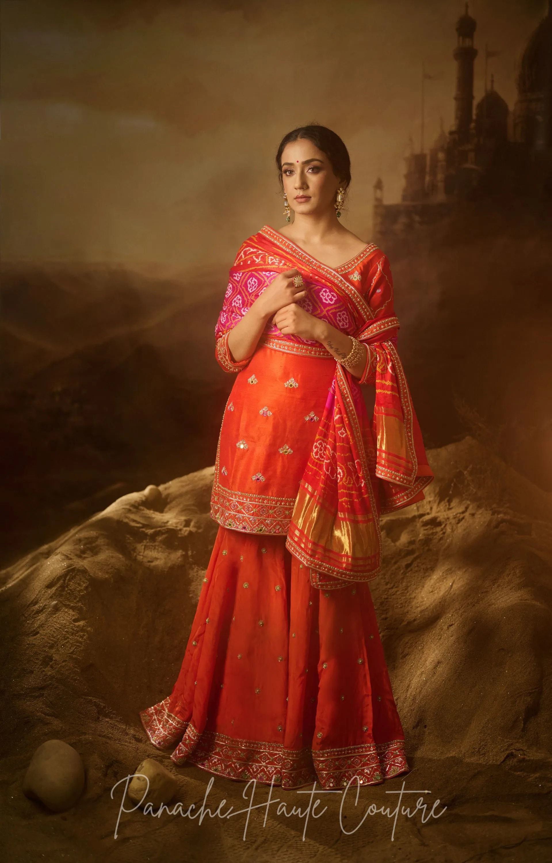 Orange Color Wedding Gharara Set HAIZA