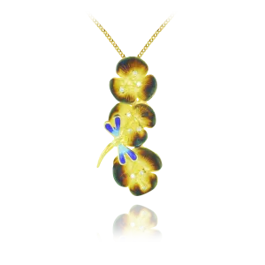 Orchid Blossom Pendant with Dragonfly