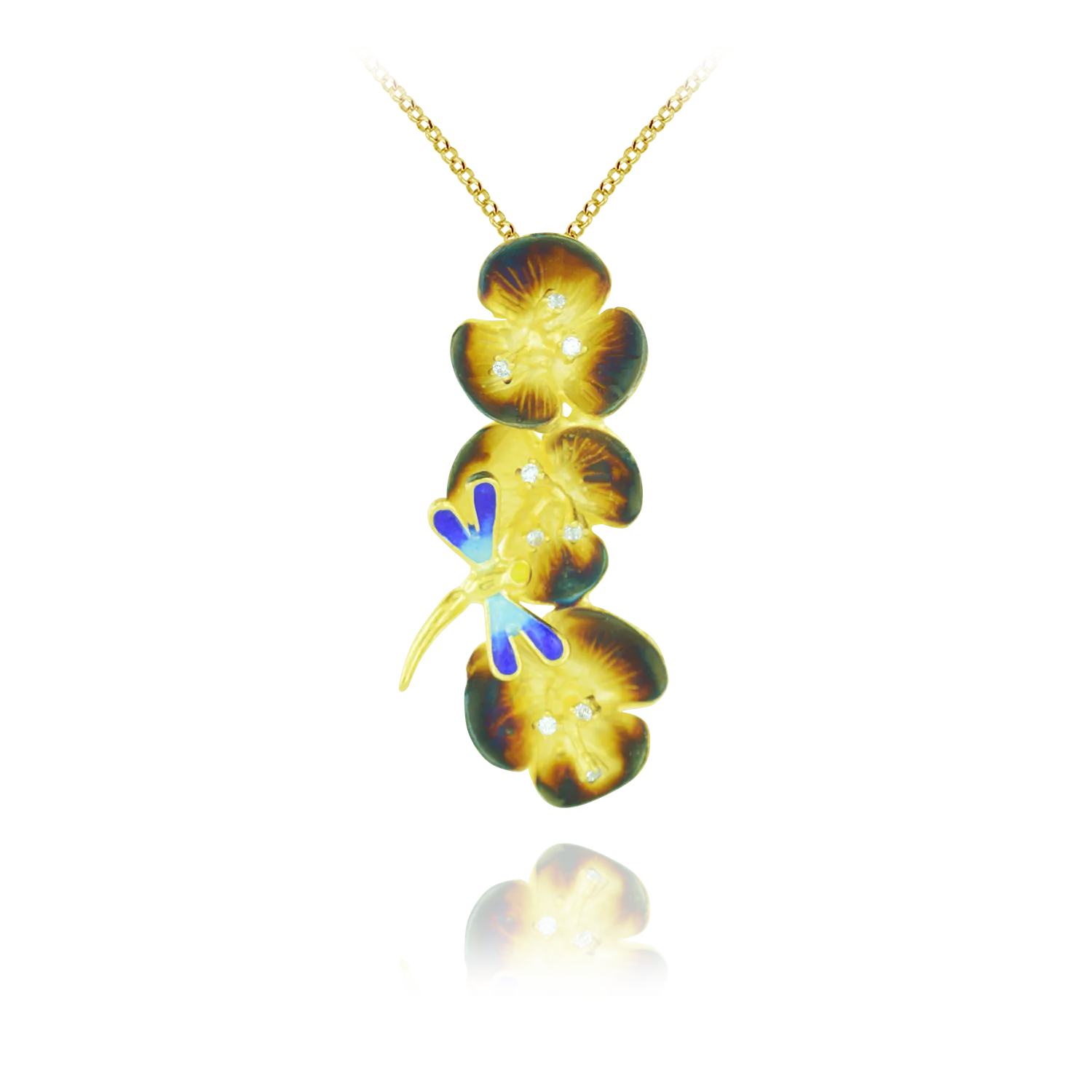 Orchid Blossom Pendant with Dragonfly