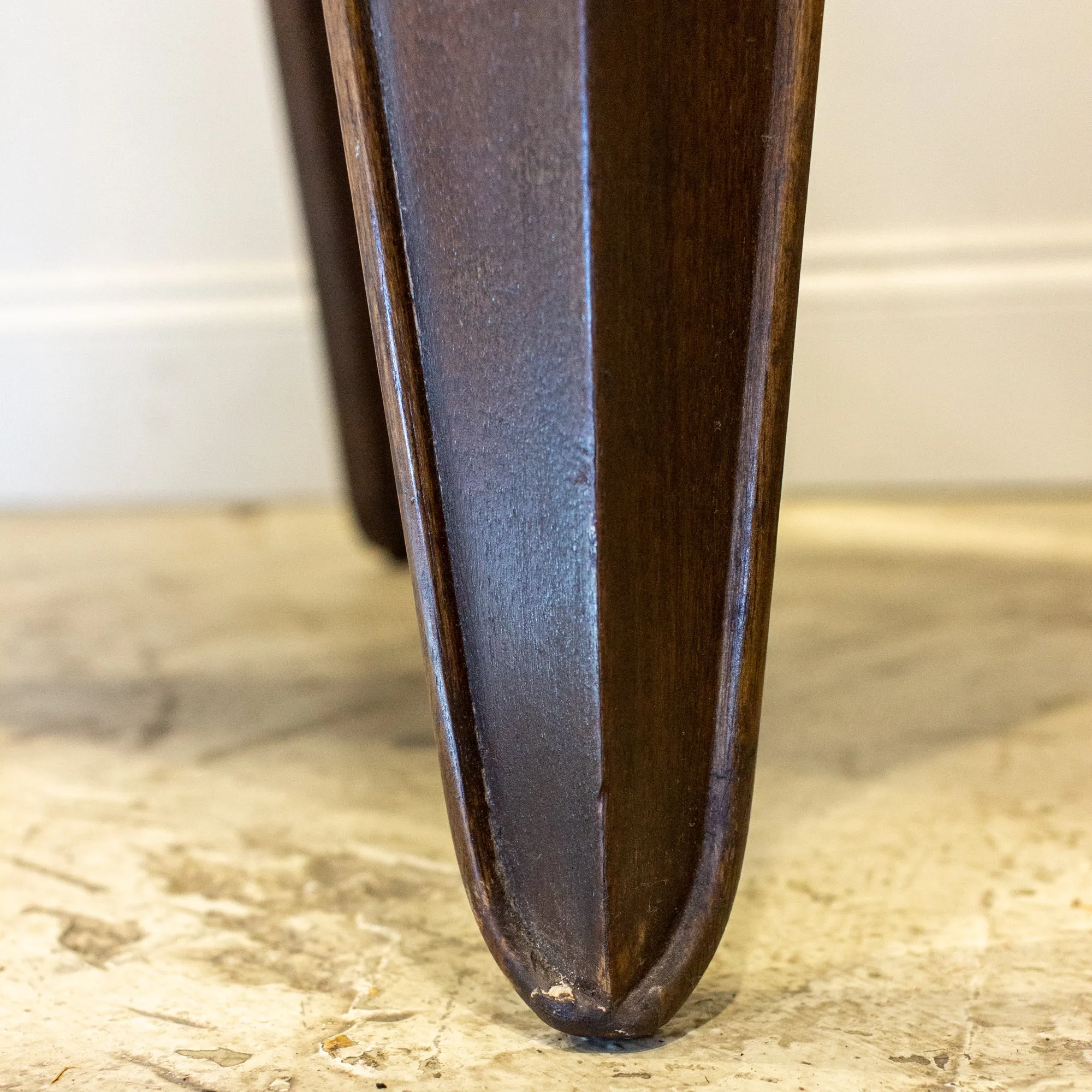 Pair of Mid-Century Wood Stools with Graphic Upholstery