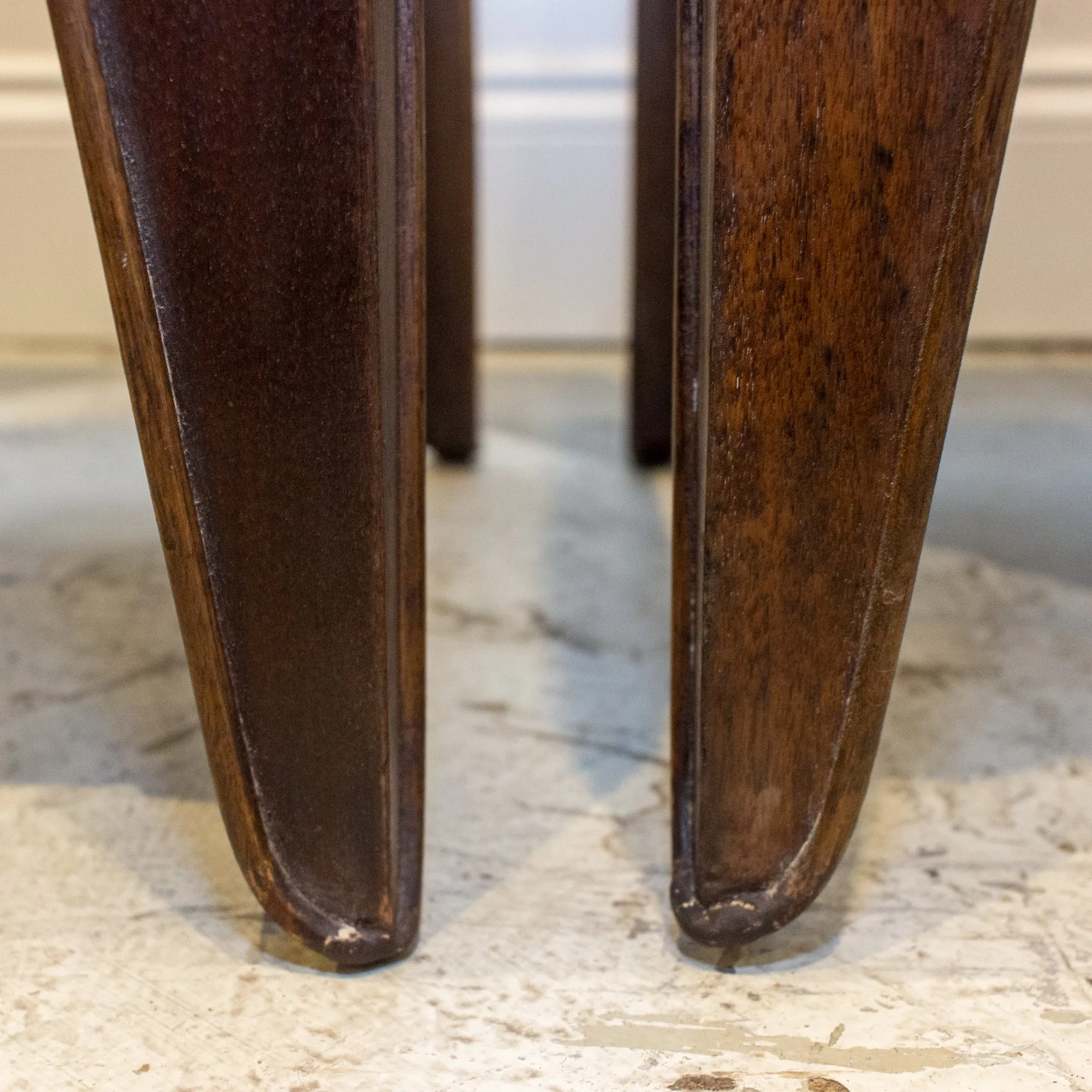Pair of Mid-Century Wood Stools with Graphic Upholstery