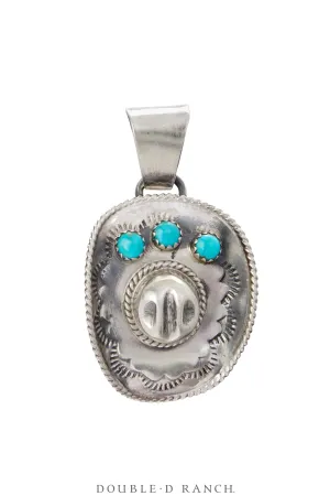 Pendant, Novelty, Cowboy Hat, Turquoise, Hallmark, Contemporary, 1114