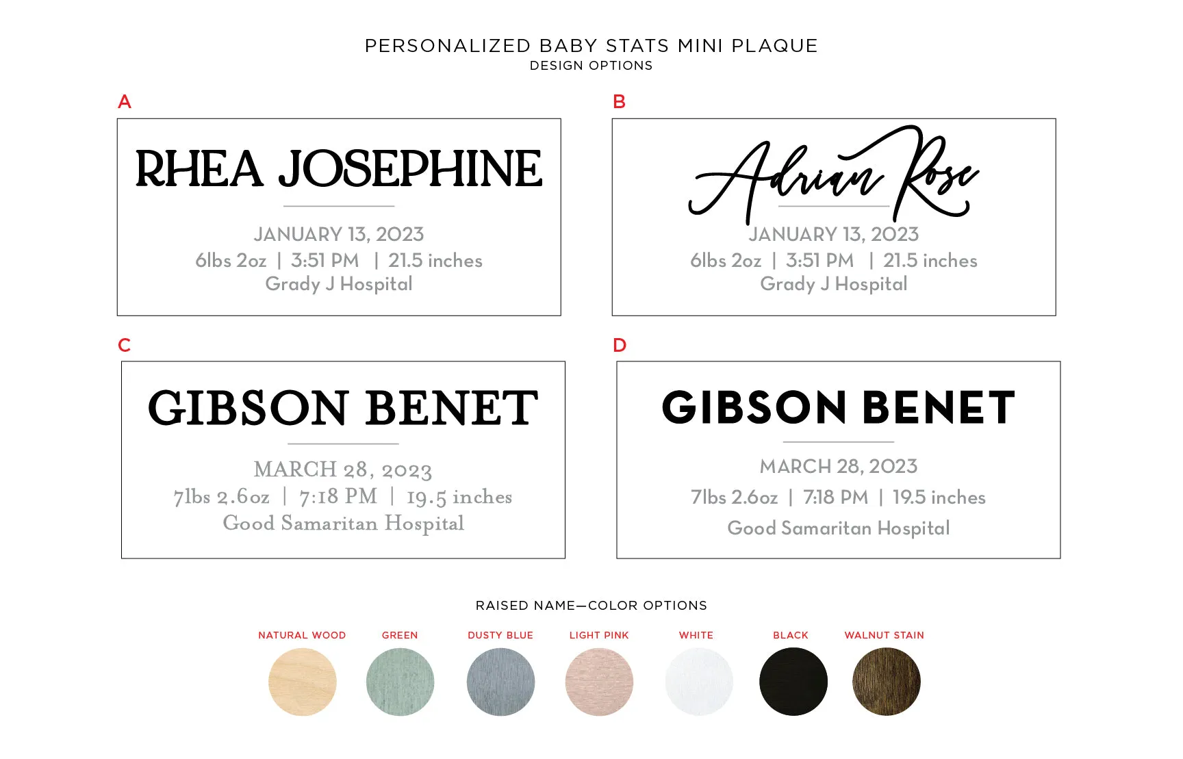 Personalized Baby Stats Mini Plaque
