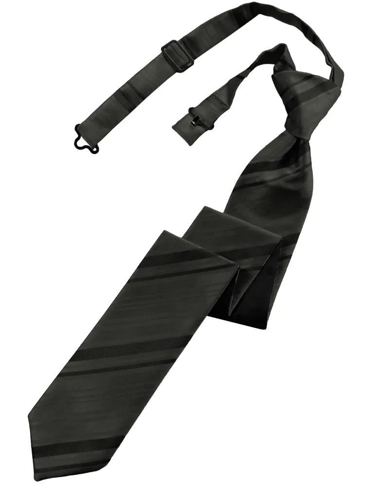 Pewter Striped Satin Skinny Necktie