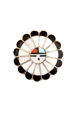 Pin, Zuni Inlay, Vintage, Sun Face, 112
