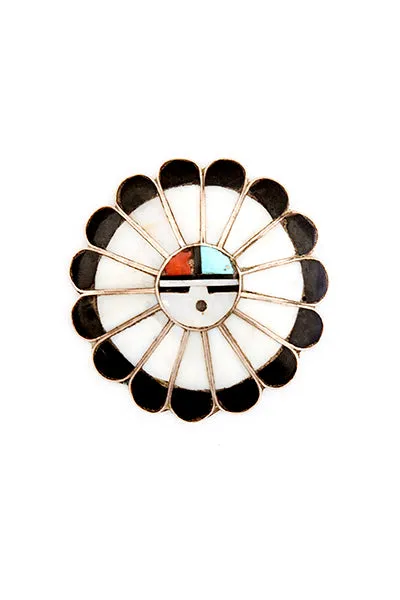 Pin, Zuni Inlay, Vintage, Sun Face, 112