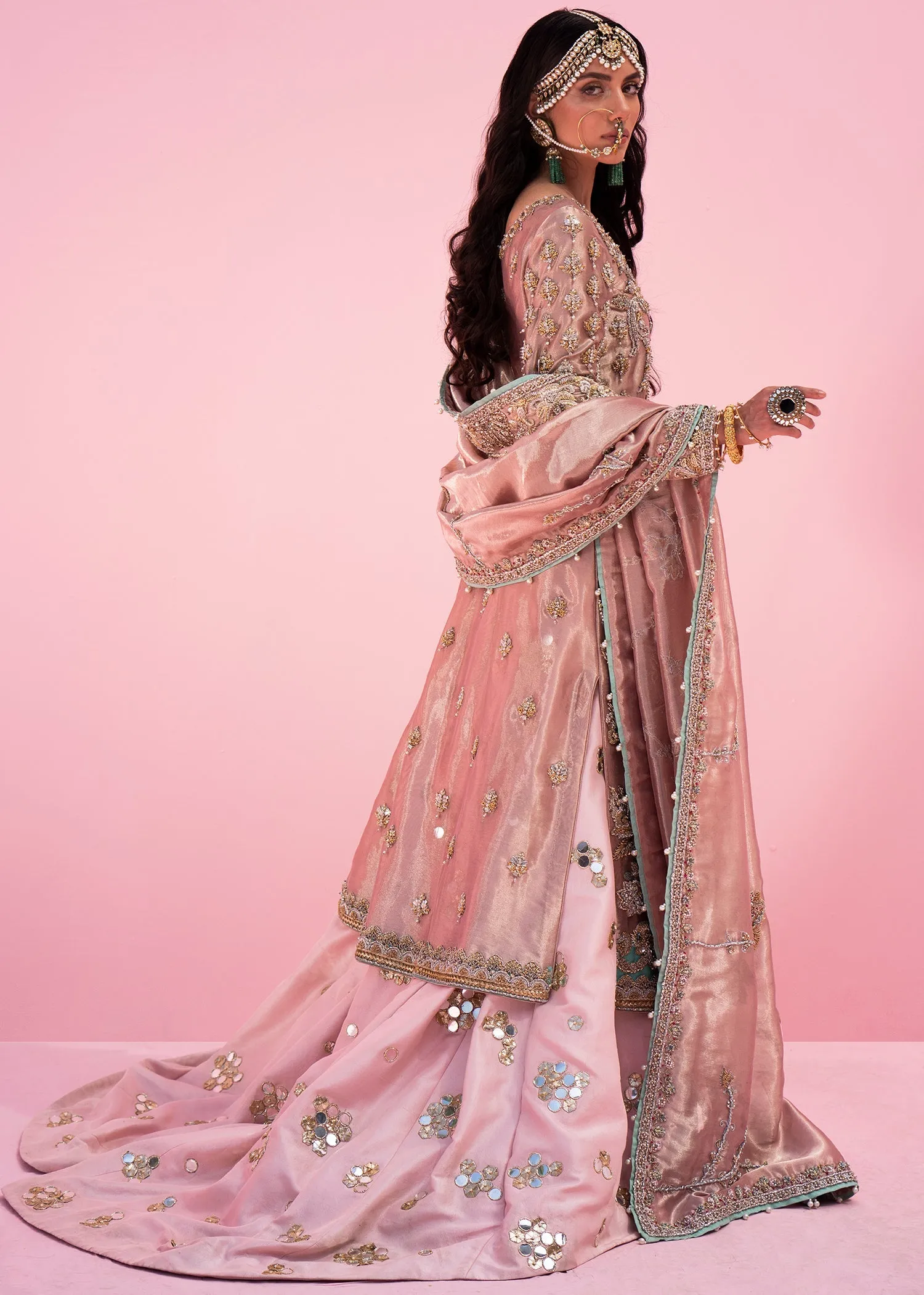 Pink Bridal Dress Pakistani in Lehenga Kameez Style