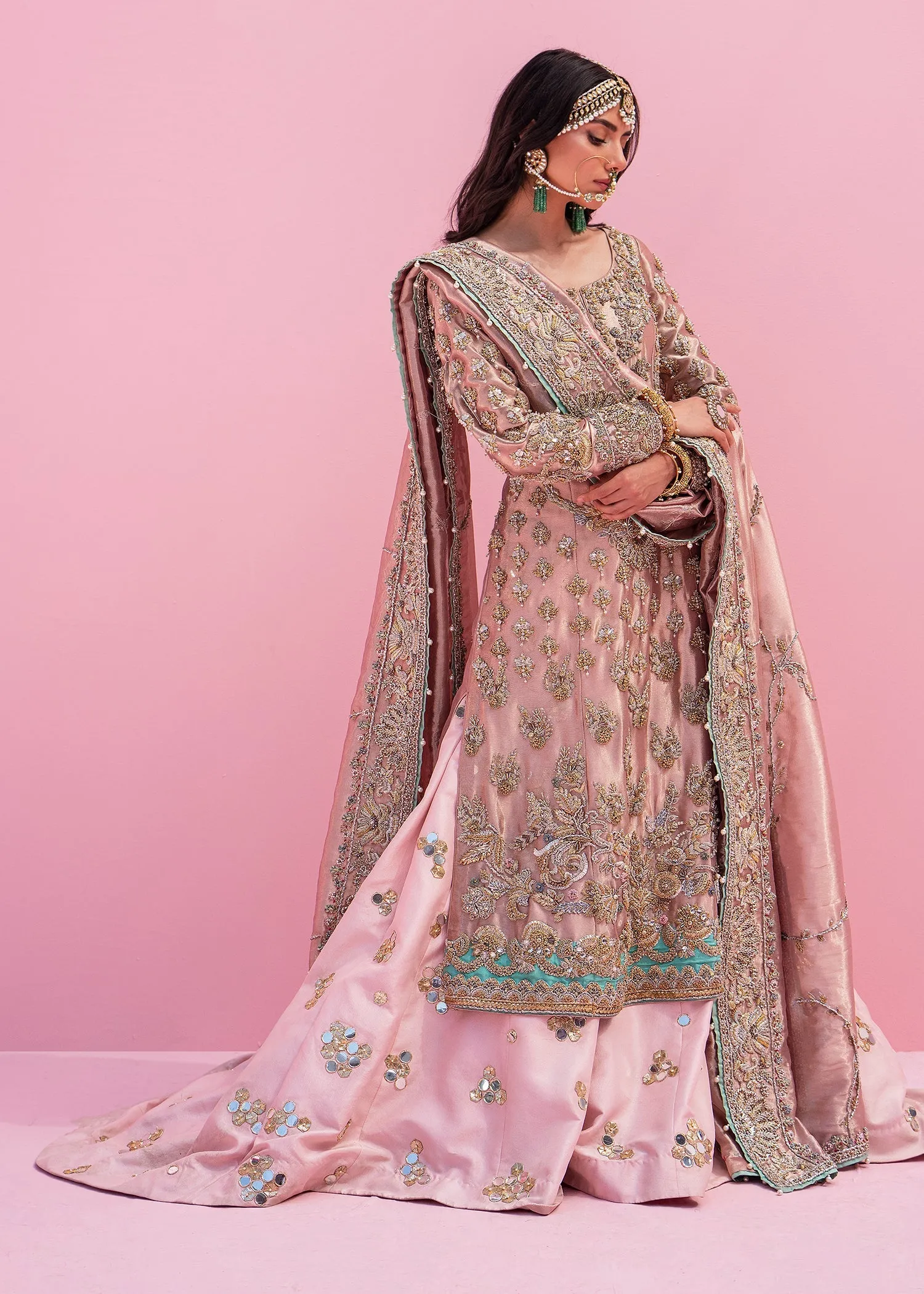 Pink Bridal Dress Pakistani in Lehenga Kameez Style