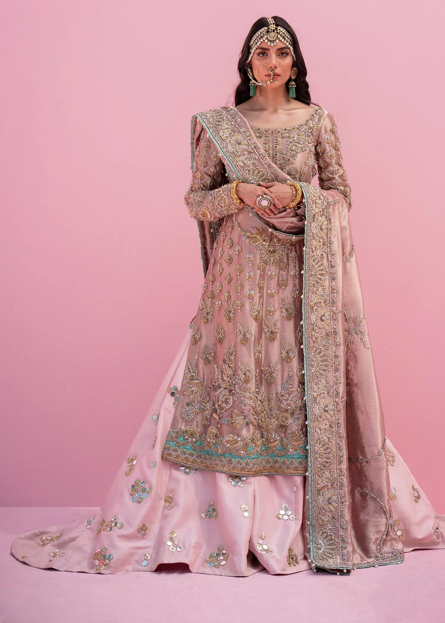 Pink Bridal Dress Pakistani in Lehenga Kameez Style