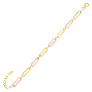 Pink Enamel Oval Link Bracelet