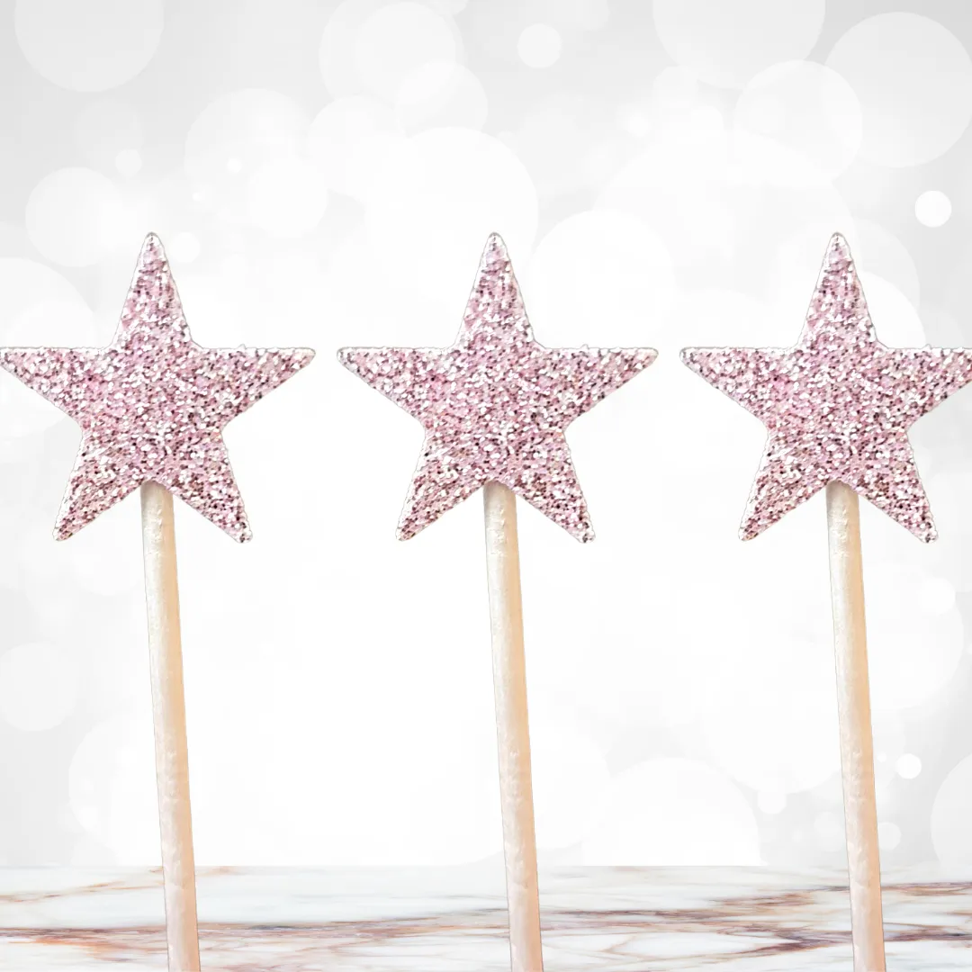 'Pink Twinkle Star' Cupcake Toppers